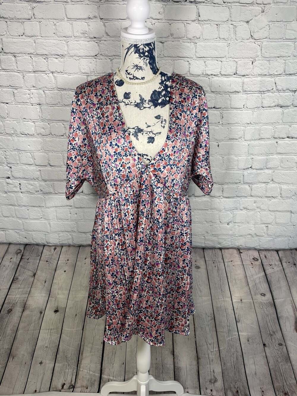Lulus Express Yourself Blush Pink Floral Print Satin Babydoll Dress
